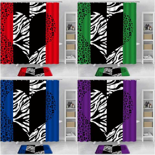 shower curtains 2pcs set black red leopard print curtain fashion art zebra fabric bathtub and non-slip bath mat carpet
shower curtains 2pcs set black red leopard print curtain fashion art zebra fabric bathtub and non-slip bath mat carpet