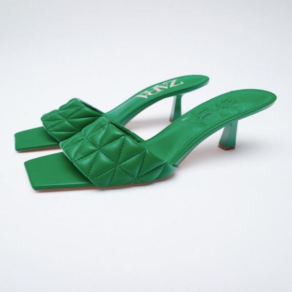 sandals 2021 summer green women's slippers heeled square toe with wide padded strap across the front stiletto heel slides, Black
sandals 2021 summer green women's slippers heeled square toe with wide padded strap across the front stiletto heel slides, Black