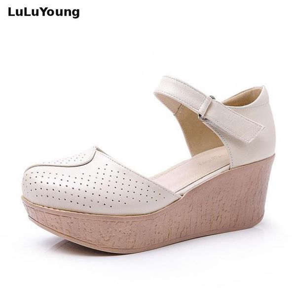 summer sandals hollow casual women's high heels platform shoes wedges genuine leather shoe dress, Black
summer sandals hollow casual women's high heels platform shoes wedges genuine leather shoe dress, Black