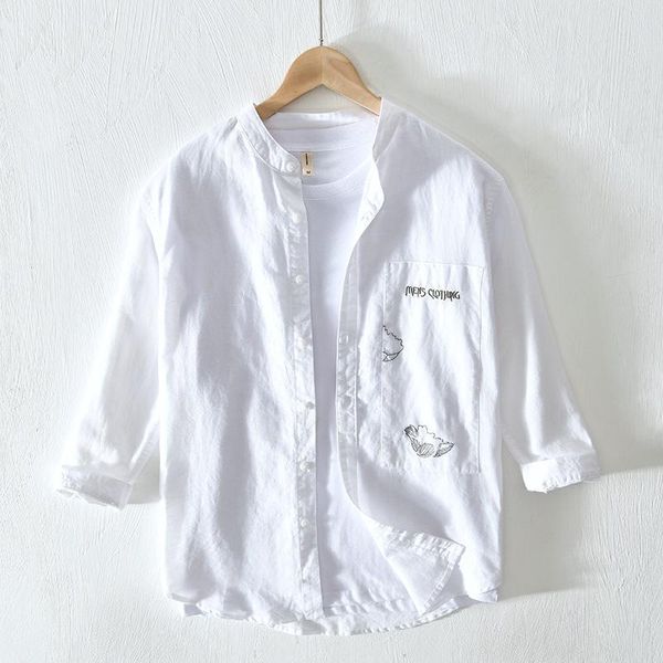men's casual shirts selling chinese style cotton linen three quarter sleeve classic clothing for summer autumn emboridery design, White;black
men's casual shirts selling chinese style cotton linen three quarter sleeve classic clothing for summer autumn emboridery design, White;black