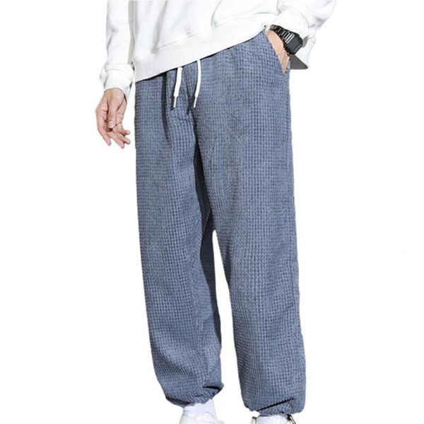 men's pants men solid color elastic waist drawstring ankle banded jogging trousers for daily wear, Black
men's pants men solid color elastic waist drawstring ankle banded jogging trousers for daily wear, Black