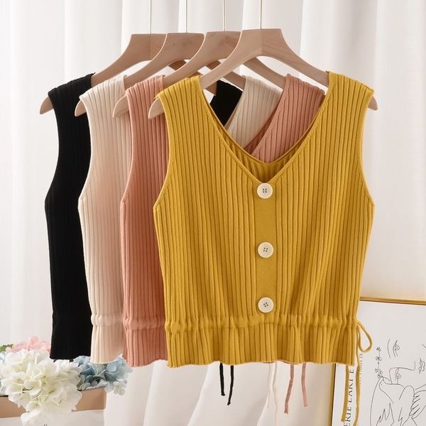 women's tanks & camis knit vest v-neck pullover waist short knitwear ladies' sling fall girl xc5e, White
women's tanks & camis knit vest v-neck pullover waist short knitwear ladies' sling fall girl xc5e, White