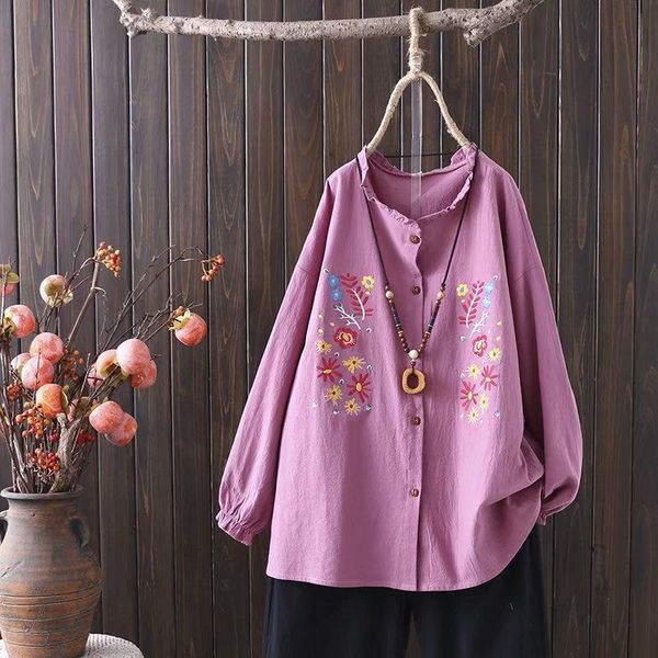 plus size women's loose ol blouse long sleeve floral embroidery blusas vintage casual blouses & shirts, White
plus size women's loose ol blouse long sleeve floral embroidery blusas vintage casual blouses & shirts, White