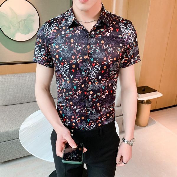 men's casual shirts summer short sleeve shirt men print slim fit dress mens business streetwear social camisa masculina 4xl, White;black
men's casual shirts summer short sleeve shirt men print slim fit dress mens business streetwear social camisa masculina 4xl, White;black