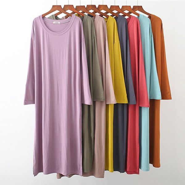 nightdress women sleepwear o neck modal cotton long sleeve nightgown comfortable loose spring summer night shirt female dresses, Black;red
nightdress women sleepwear o neck modal cotton long sleeve nightgown comfortable loose spring summer night shirt female dresses, Black;red