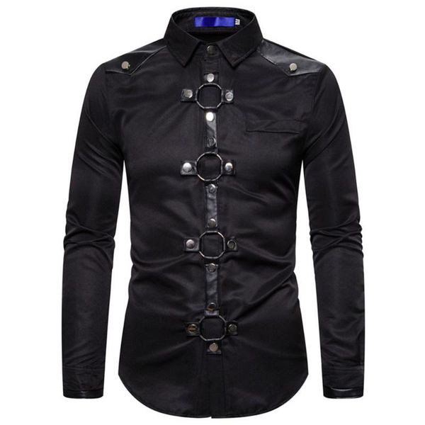 men's gothic shirt rivet long-sleeved black wine blouses fashion goth for men loose casual male solid 2021 spring shirts, White;black
men's gothic shirt rivet long-sleeved black wine blouses fashion goth for men loose casual male solid 2021 spring shirts, White;black
