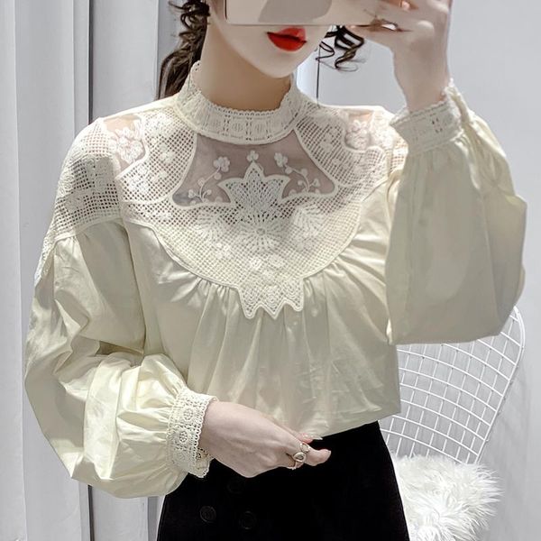 women's blouses & shirts chiffon blouse lace o-neck girl's shirt spring autumn loose splicing korean long sleeve office lady blusa, White
women's blouses & shirts chiffon blouse lace o-neck girl's shirt spring autumn loose splicing korean long sleeve office lady blusa, White