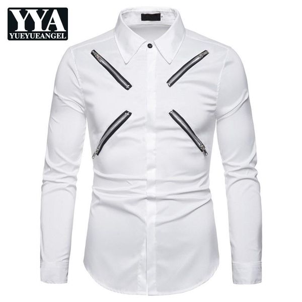 men punk style zippers long sleeve shirts brand square collar casual streetwear male slim shirt autumn men's, White;black
men punk style zippers long sleeve shirts brand square collar casual streetwear male slim shirt autumn men's, White;black