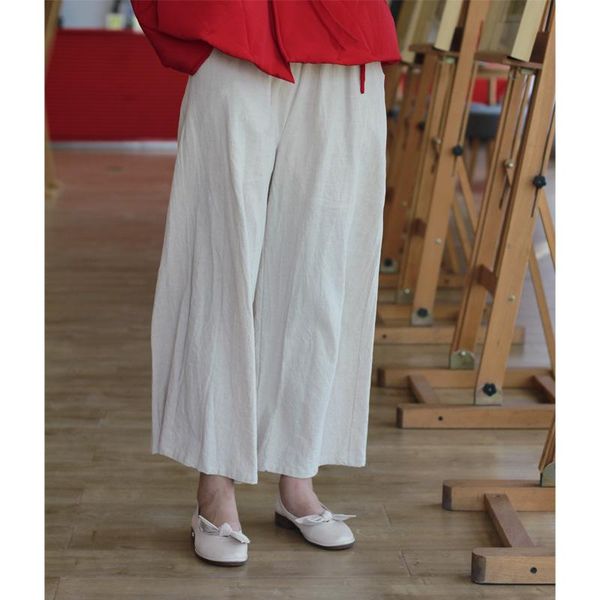 women's pants & capris women autumn solid color elastic waist wide leg ladies vintage cotton linen trousers female 2021, Black;white
women's pants & capris women autumn solid color elastic waist wide leg ladies vintage cotton linen trousers female 2021, Black;white