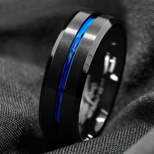 wedding rings men's fashion 8mm black brushed ladder edge stainless steel ring blue groove men gifts for, Slivery;golden
wedding rings men's fashion 8mm black brushed ladder edge stainless steel ring blue groove men gifts for, Slivery;golden