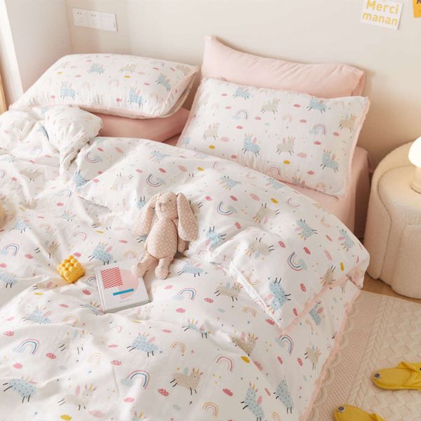 korean girl heart cartoon double layer yarn four piece set of pure cotton super soft sleeping bedding
korean girl heart cartoon double layer yarn four piece set of pure cotton super soft sleeping bedding