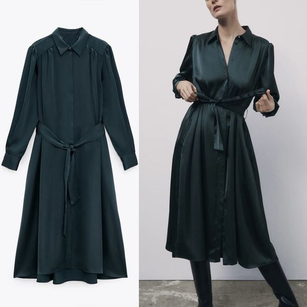 dresses za belt shirt women long sleeve office lady green es female fashion front hidden button elegant vestido, Black;gray
dresses za belt shirt women long sleeve office lady green es female fashion front hidden button elegant vestido, Black;gray