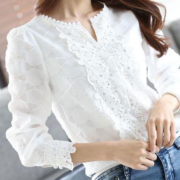* autumn spring casual basic women lace chiffon blouse shirts solid white blusas long sleeve ol embroidery big size* women's blouses &
* autumn spring casual basic women lace chiffon blouse shirts solid white blusas long sleeve ol embroidery big size* women's blouses &