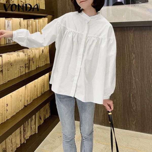 women's blouses & shirts spring vonda women casual baggy pleated long sleeve button up office shirt bohemian blusas femininas, White
women's blouses & shirts spring vonda women casual baggy pleated long sleeve button up office shirt bohemian blusas femininas, White