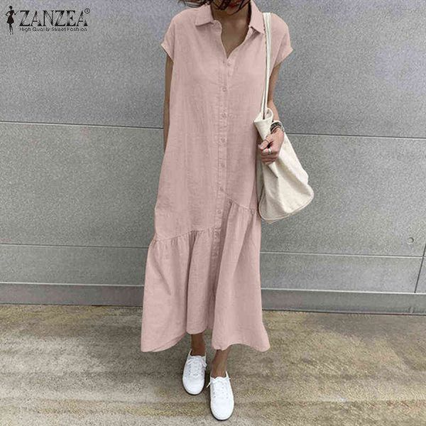 women's summer sundress zanzea 2021 elegant solid shirt dress short sleeve maxi vestidos female casual lapel robe g1223, Black;gray
women's summer sundress zanzea 2021 elegant solid shirt dress short sleeve maxi vestidos female casual lapel robe g1223, Black;gray