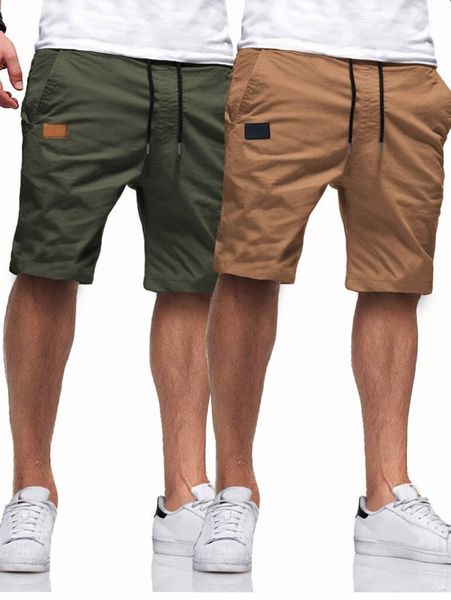 men 2pcs patched detail drawstring shorts 69rg#, Black 
men 2pcs patched detail drawstring shorts 69rg#, Black