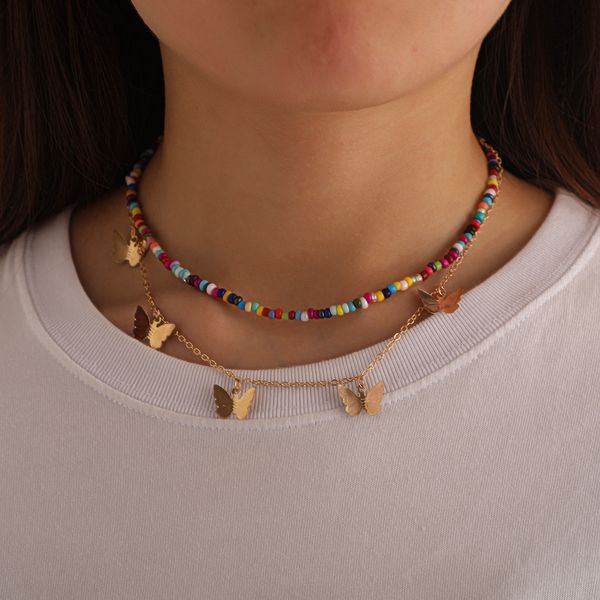 colorful glass beads clavicle chain necklace for women gold color chain butterfly necklace boho beach jewelry wholesale, Golden;silver
colorful glass beads clavicle chain necklace for women gold color chain butterfly necklace boho beach jewelry wholesale, Golden;silver