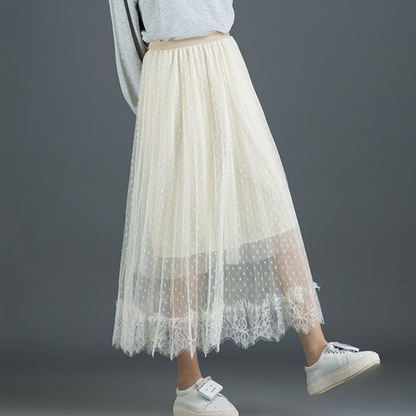 skirts summer gauze skirt dobby tulle lace patchwork a-line pleated maxi long pink blue ivory, Black
skirts summer gauze skirt dobby tulle lace patchwork a-line pleated maxi long pink blue ivory, Black