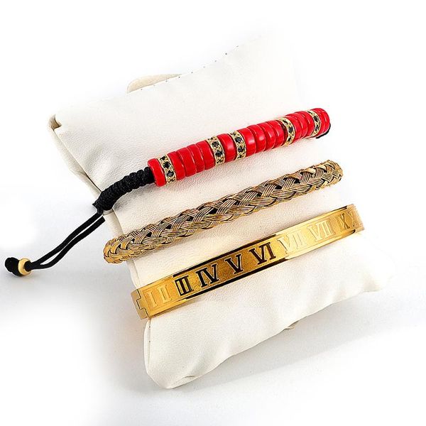 bangle 3pcs/set gold silver color stainless steel bracelet adjustable braided roman numeral dark punk heavy metal, Black
bangle 3pcs/set gold silver color stainless steel bracelet adjustable braided roman numeral dark punk heavy metal, Black