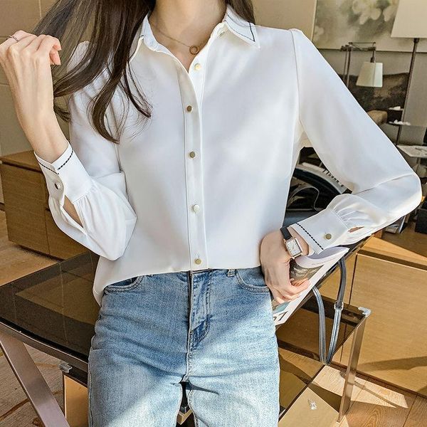 women's blouses & shirts women 2021 spring fashion solid color chiffon female long-sleeved loose ladies casual thin ol u158, White
women's blouses & shirts women 2021 spring fashion solid color chiffon female long-sleeved loose ladies casual thin ol u158, White