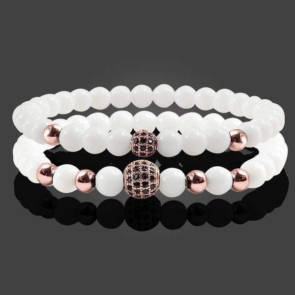 2pcs/set white 6mm natural stone bracelet charm women micro pave cz ball beads bracelets bangles for couple jewelry wristband beaded, strand, Black
2pcs/set white 6mm natural stone bracelet charm women micro pave cz ball beads bracelets bangles for couple jewelry wristband beaded, strand, Black