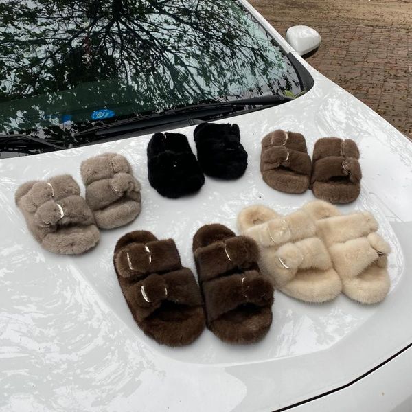 slippers fur slides for women mink high-quality brand-name shoes ladies belt straps winter flat heel luxury, Black 
slippers fur slides for women mink high-quality brand-name shoes ladies belt straps winter flat heel luxury, Black