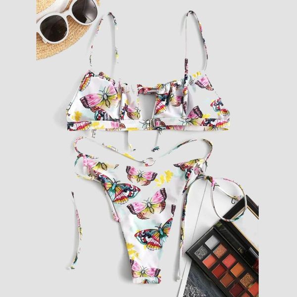 women's swimwear womail women two piece butterfly print split sets plus size cotton beachwear 2021 low waist bikini, White;black
women's swimwear womail women two piece butterfly print split sets plus size cotton beachwear 2021 low waist bikini, White;black