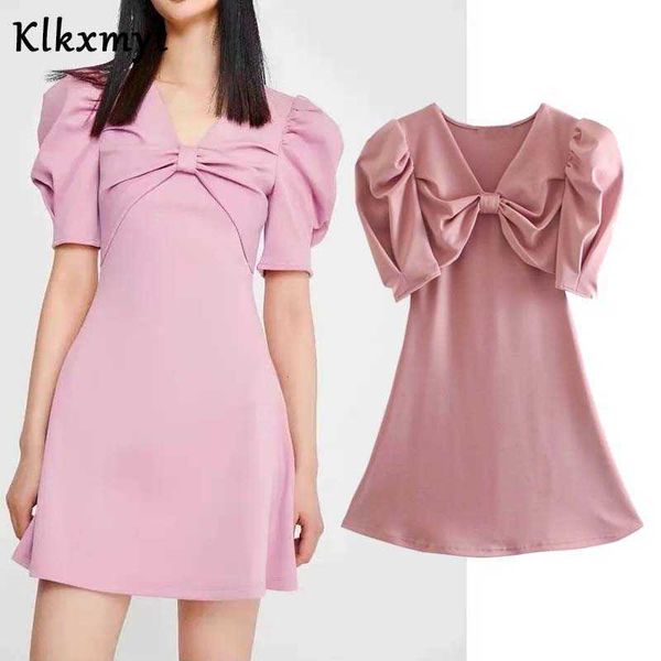 klkxmyt za dress women summer chic fashion bow v neck elegant mini vintage short sleeve female es vestidos mujer 210527, Black;gray
klkxmyt za dress women summer chic fashion bow v neck elegant mini vintage short sleeve female es vestidos mujer 210527, Black;gray
