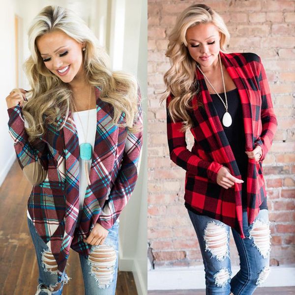 women long sleeve flannel plaid cardigan autumn spring casual loose coats women's jackets, Black;brown
women long sleeve flannel plaid cardigan autumn spring casual loose coats women's jackets, Black;brown