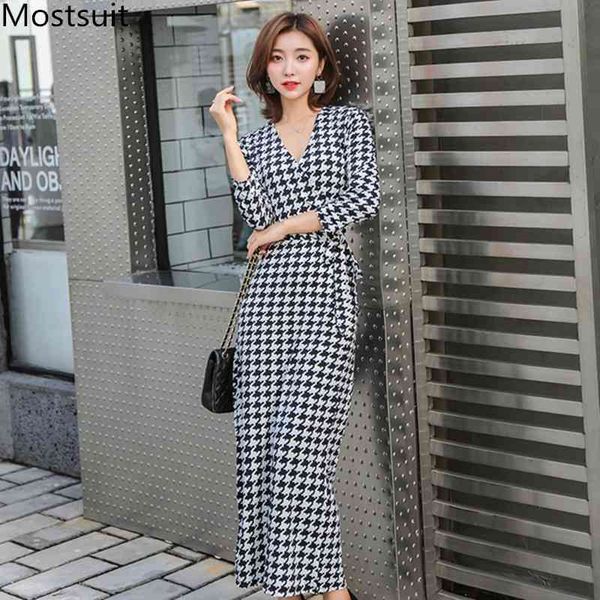 houndstooth v-neck long maxi dress women 3/4 sleeve belted a-line dresses fashion korean party vintage vestidos femme 210518, Black;gray
houndstooth v-neck long maxi dress women 3/4 sleeve belted a-line dresses fashion korean party vintage vestidos femme 210518, Black;gray