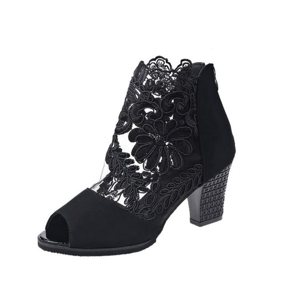 large size mesh gauze fish mouth women sandals thick heel women's shoes breathable lace high tenis feminino, Black
large size mesh gauze fish mouth women sandals thick heel women's shoes breathable lace high tenis feminino, Black