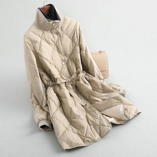 women's down & parkas jacket female stand collar waist tie slim korean autumn and winter duck light women mid-long coat ns13541, Black
women's down & parkas jacket female stand collar waist tie slim korean autumn and winter duck light women mid-long coat ns13541, Black