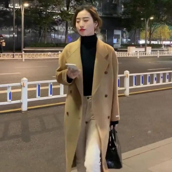 women's wool & blends winter woman casual vintage long sleeve overcoat female autumn woolen coats lady fashion elegant solid buttoned j, Black
women's wool & blends winter woman casual vintage long sleeve overcoat female autumn woolen coats lady fashion elegant solid buttoned j, Black