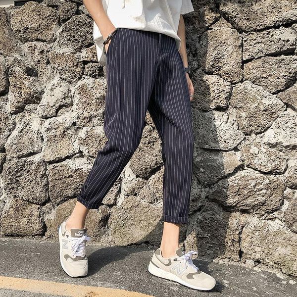 men's pants spring boys' casual korean fashion loose stripe straight slim thin trousers capris, Black
men's pants spring boys' casual korean fashion loose stripe straight slim thin trousers capris, Black