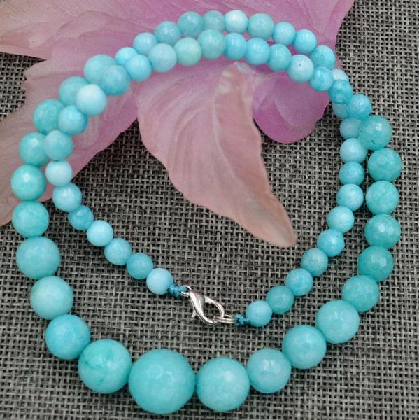 chains faceted 6-14mm light blue brazilian aquamarine round gems beads necklace 18'', Silver
chains faceted 6-14mm light blue brazilian aquamarine round gems beads necklace 18'', Silver