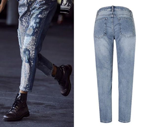 women's jeans european female sequined ripped hole loose straight ankle length denim pants clothing lady casual trousers1 k17j, Blue
women's jeans european female sequined ripped hole loose straight ankle length denim pants clothing lady casual trousers1 k17j, Blue