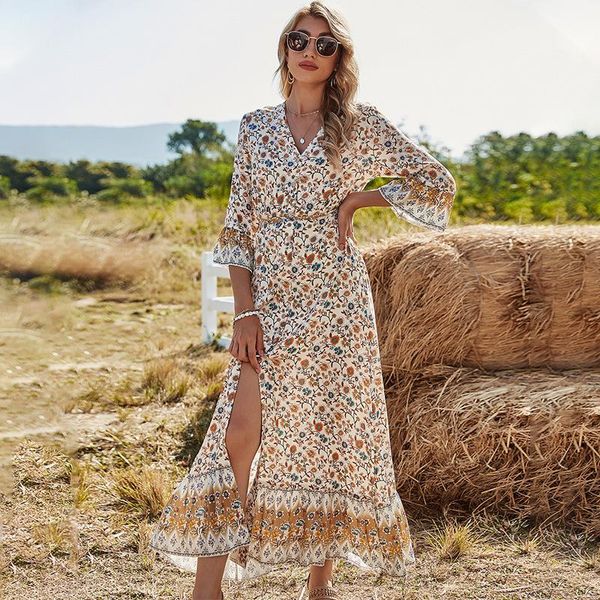 spring summer boho dresses for women bohemian maxi long floral print v-neck hem split casual beach holiday lady clothes ins, Black;gray
spring summer boho dresses for women bohemian maxi long floral print v-neck hem split casual beach holiday lady clothes ins, Black;gray