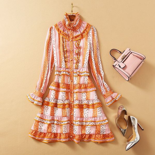 casual dresses european and american women's wear winter style long sleeve flared collar fashionable polka dot dress 8q83, Black;gray
casual dresses european and american women's wear winter style long sleeve flared collar fashionable polka dot dress 8q83, Black;gray