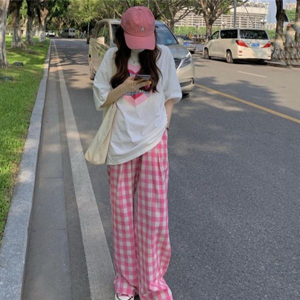 women's pants & capris korean sweet pink plaid printed straight elastic high waist fashion streetwear vintage 2021 harajuku, Black;white
women's pants & capris korean sweet pink plaid printed straight elastic high waist fashion streetwear vintage 2021 harajuku, Black;white
