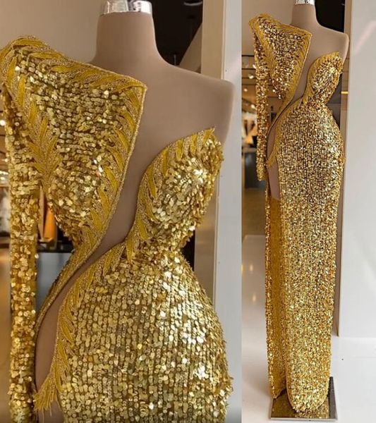 2021 plus size arabic aso ebi gold sequined prom dresses lace high split sheath evening formal party second reception gowns zj297, Black
2021 plus size arabic aso ebi gold sequined prom dresses lace high split sheath evening formal party second reception gowns zj297, Black