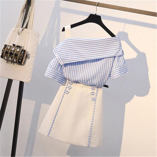 two piece dress fashion runway summer women mini skirt 2 set slash neck short sleeve shirt elastic waist skirts suit -4xl, White
two piece dress fashion runway summer women mini skirt 2 set slash neck short sleeve shirt elastic waist skirts suit -4xl, White