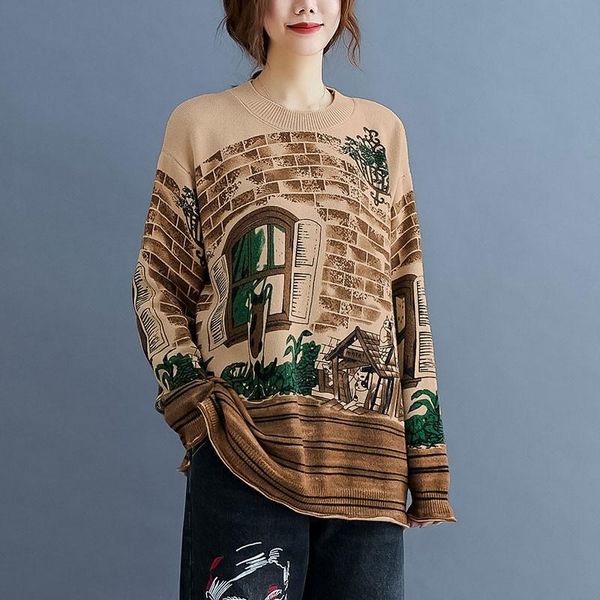 women's sweaters women loose casual arrival 2021 autumn simple style vintage cartoon print female long sleeve knitted pullover s2602, White;black
women's sweaters women loose casual arrival 2021 autumn simple style vintage cartoon print female long sleeve knitted pullover s2602, White;black