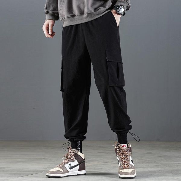 spring and summer men casual fashion solid color beamed straight cargo pants trend multi-pocket men's, Black
spring and summer men casual fashion solid color beamed straight cargo pants trend multi-pocket men's, Black