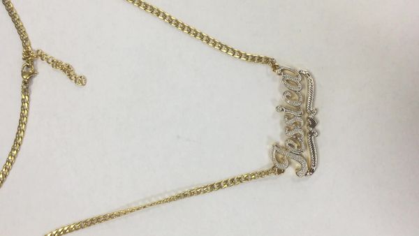 selling products brass metal two tone 18k gold and silver 3d custom name plate necklace personalized for gifts
selling products brass metal two tone 18k gold and silver 3d custom name plate necklace personalized for gifts