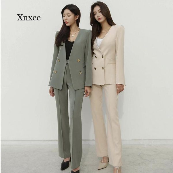 women's two piece pants spring and autumn ladies office suit v-neck solid color two-piece female jacket girl elegant trouser, White
women's two piece pants spring and autumn ladies office suit v-neck solid color two-piece female jacket girl elegant trouser, White