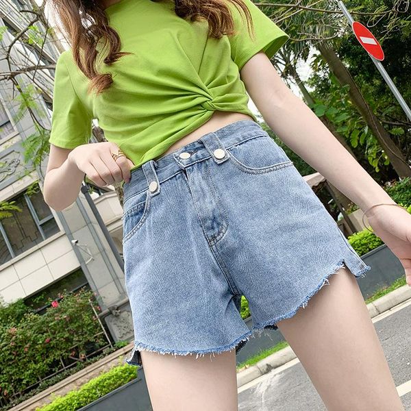 women's shorts vintage high waist crimping denim women 2021 korean style casual jeans summer short pants, White;black
women's shorts vintage high waist crimping denim women 2021 korean style casual jeans summer short pants, White;black