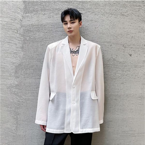 fashion men mesh blazers transparent lapel long sleeve casual coats 2021 one button streetwear party suit s-5xl men's suits &, White;black
fashion men mesh blazers transparent lapel long sleeve casual coats 2021 one button streetwear party suit s-5xl men's suits &, White;black