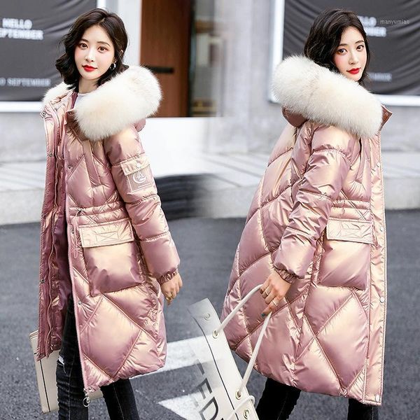 women's down & parkas cotton mid-length section 2021 korean fashion shiny gold film disposable thick warm over-the-knee jacket, Black
women's down & parkas cotton mid-length section 2021 korean fashion shiny gold film disposable thick warm over-the-knee jacket, Black