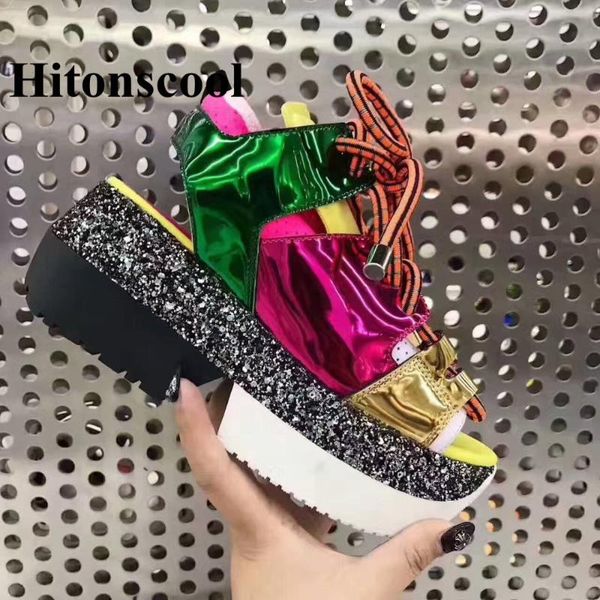 fashion designer thick bottom gladiator sandals women peep toe lace up platform patchwork sport summer shoes sandalias mujer, Black
fashion designer thick bottom gladiator sandals women peep toe lace up platform patchwork sport summer shoes sandalias mujer, Black