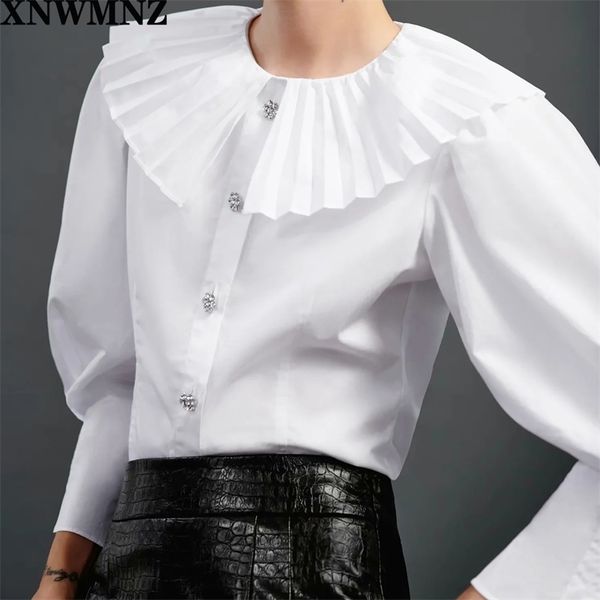 woman ruffled collar button decoration white shirt femme long sleeve blouse casual lady loose smock blusas 210520
woman ruffled collar button decoration white shirt femme long sleeve blouse casual lady loose smock blusas 210520